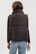 Black Solid Zip Up Puffer Vest