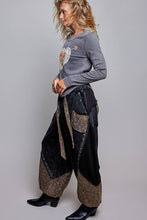 Black Multi High Rise Thermal French Terry Knit Patch Jogger POL Pants