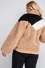 Taupe Color Block Faux Fur Jacket 10/9/23 7177
