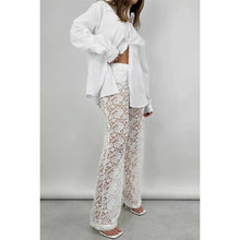 Sexy Patchwork Lace See Through Straight Pants: White