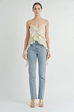 Gold Metallic Asymmetrical Ruffle Cami Top