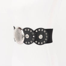 Black Vintage Disc Elastic Plus Size Belt
