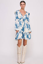 Blue Long Sleeve Mini Dress