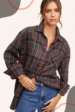 Grey Loose Fit Button Down Soft Fabric Plaid Shirts