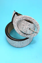 Silver Faux Leather Glitter Belt
