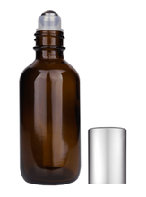 Boston Round Amber Bottle-60ml: Matte Silver