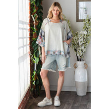 Blue Washed Multi Print Patchwork Oversized Oli+Hali Top