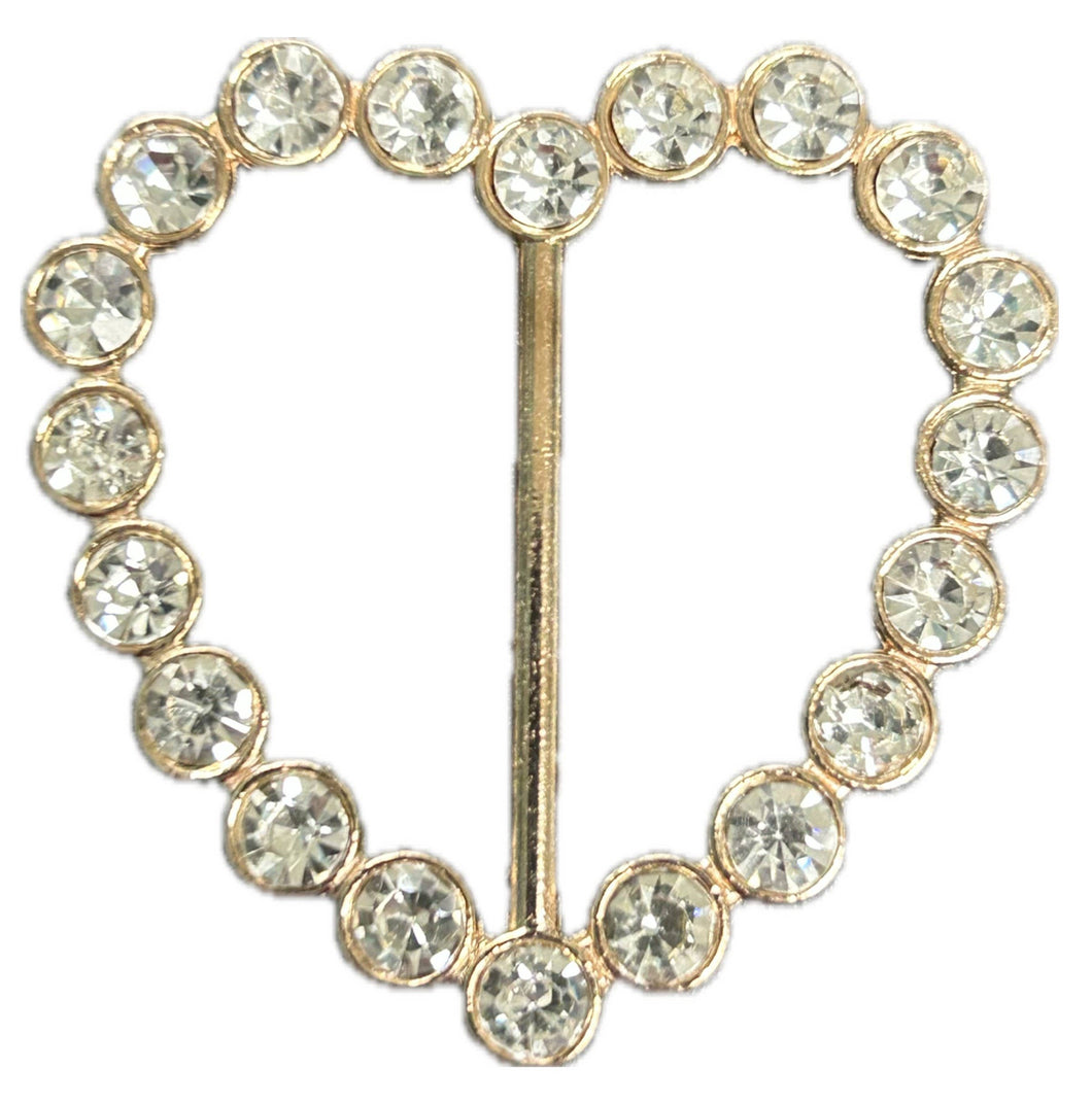 Tee Tie Heart Gold with Clear Blingy Rhinestones