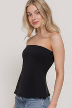 Black Peplum Soft Knit Jersey Tube Top