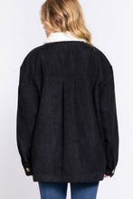 Black Long Sleeve Inside Faux Fur with Pocket Corduroy Jacket