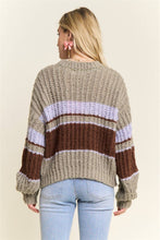 Olive Multi Striped Crew Neck Sweater