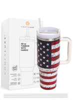 American Flag 40oz Handle Tumbler: Black/Gray