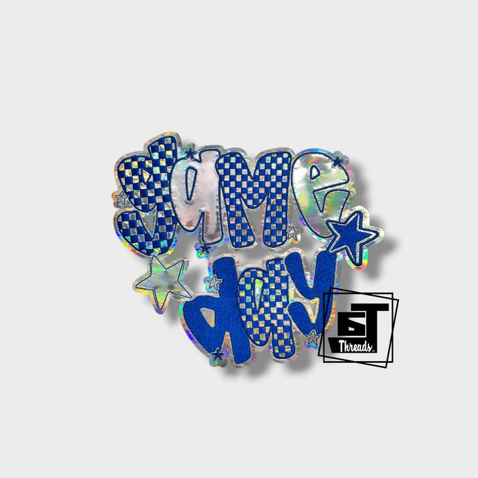 Blue Metallic Checkered Game Day....Patches