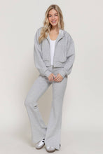 Heather Grey Flare Soft Modal Scuba Pants with Waistband & Bottom Slits