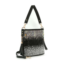 Black Ombre Rhinestone Design Hobo Crossbody