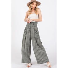 Black Striped Smocked Boho Cotton Gauze Sage + Fig Pants