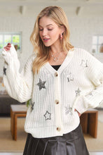 Off White Button Down Sequins Cardigan