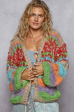 Mocha Multi Long sleeve striped pattern handmade sweater POL cardigan