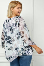 Ivory Black Taupe Plus Bloom Water Floral Layered Blouse