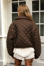 Chocolate Brown Quilted Shawl Collar Cropped Jacket