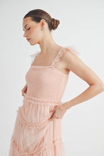 Pink Romantic Tiered Tulle Smocked Maxi Dress