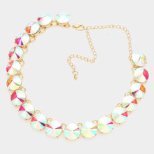 Peach Rose Gold Round Stone Link Evening Necklace