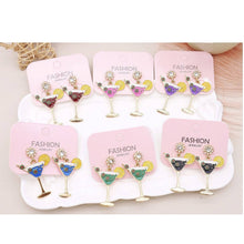 12pk Rhinestone Dangle Cocktail Glass Earrings