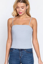 Celadon Green Straight Neck Two Ply Rib Knit Cami Top