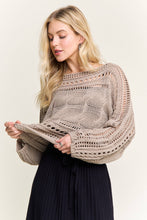 Khaki Crocheted Open Knit Pullover