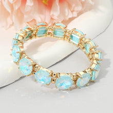 Pink Round Stone Cluster Beaded Stretch Evening Bracelet
