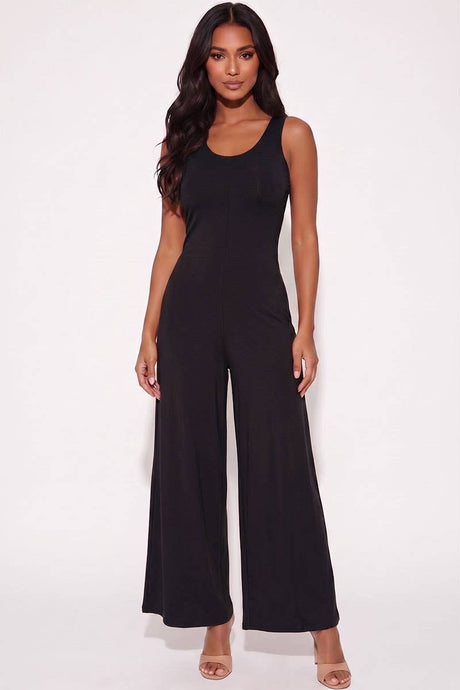 Black Sleeveless Tank Wide Leg Jumpsuit