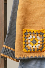 Mustard Embroidered Front Pocket Cardigan