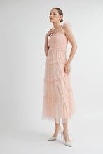 Pink Romantic Tiered Tulle Smocked Maxi Dress
