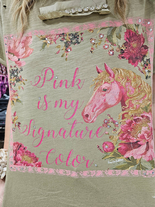 Pink Is My Signature Color Tattered Rare Bird Shirt