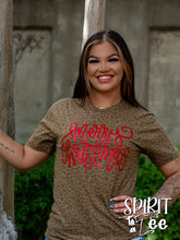 Merry Christmas Glitter - Animal Print Christmas Tee