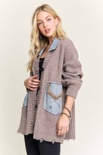 DISTRESSED RIBBED KNIT SWEATER CARDIGAN - CESW4149: MOCHA(BEIGE) / ONESIZE(6)