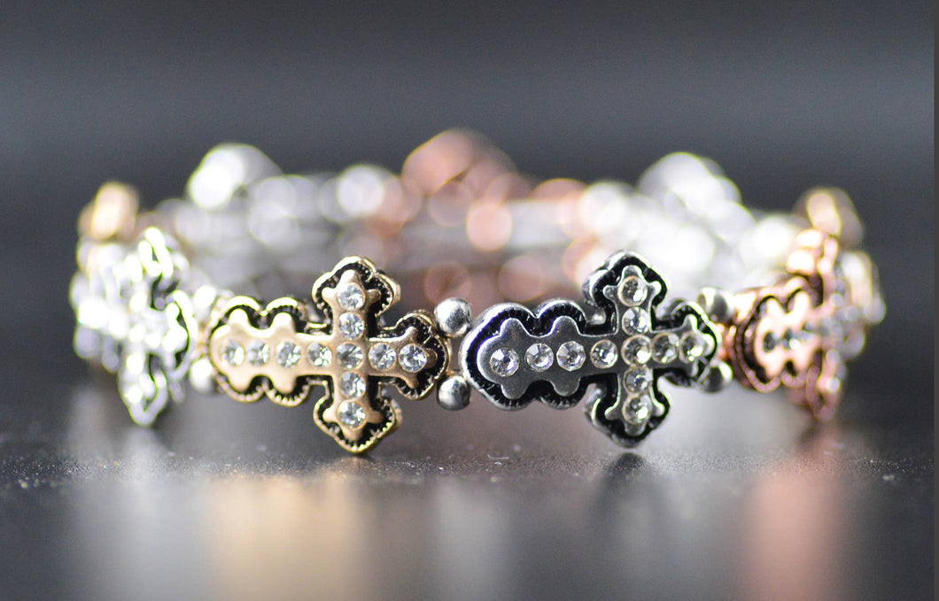 Western Crosses Metal Bracelet - Eden Merry Bracelet