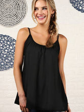 Black Sleeveless Pleated Layered Cami Tank Knit Top