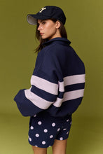 Navy Lilac Lottie Stripe Rugby Pullover