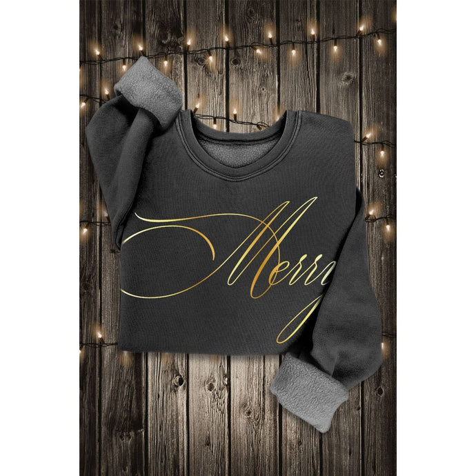 Mineral Black Merry Gold Foil Graphic Sweatshirt
