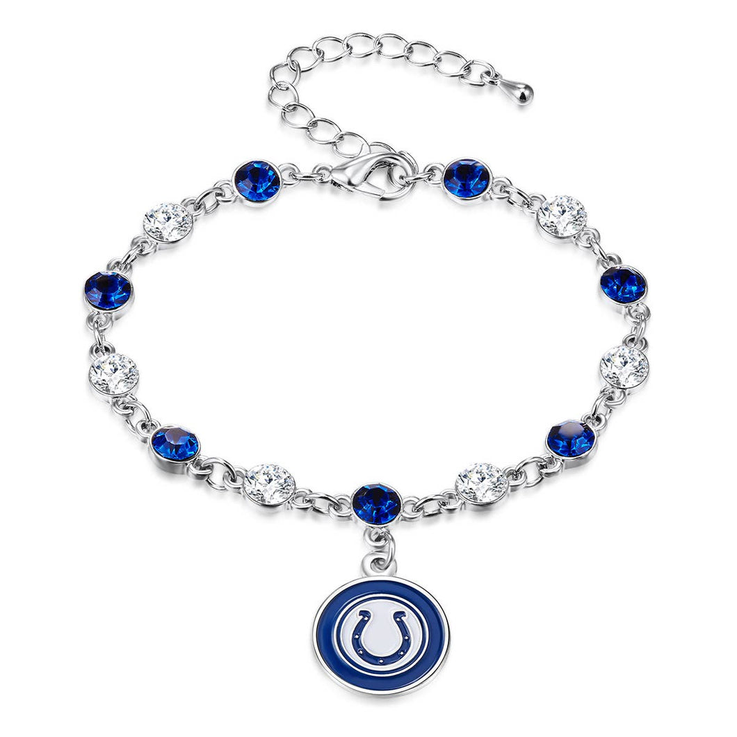 NFL Indianapolis Colts Two Tone Crystal Bangle Bracelet