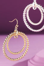 Silver Double Beaded Hoop Drop Earrings
