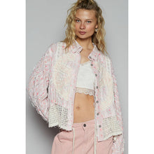 Blush Floral Plaid pattern with peace patch POL shirt