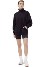 Black Long Sleeve Half Zip Sweatshirt Fleece Oversized Pullover Sweater