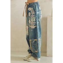 Denim Washed Block Patched Oli+Hali Pants