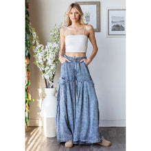 Dark Denim Washed Pleated Wide Leg Tencel Oli+Hali Pants