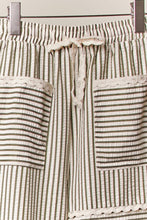 Olive Lace Accents Stripped Mello Jogger Pants