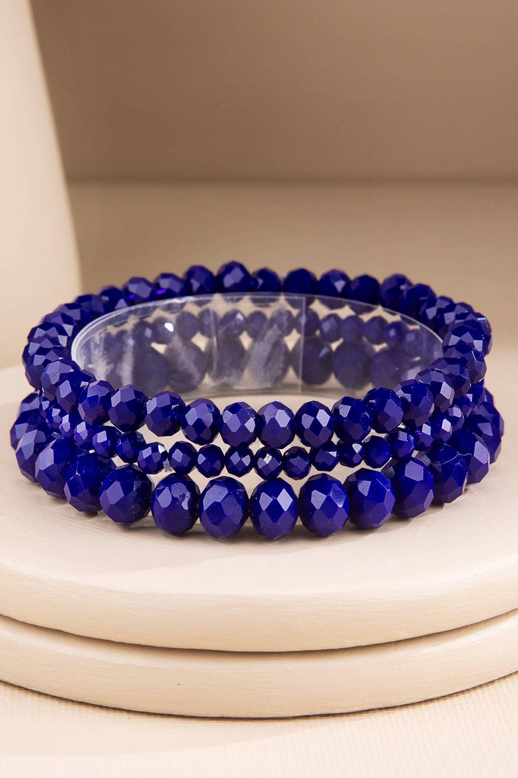 Blue 3 Strand Glass Bead Bracelet Set