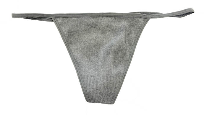 Grey Seamless Rib Strappy Thong
