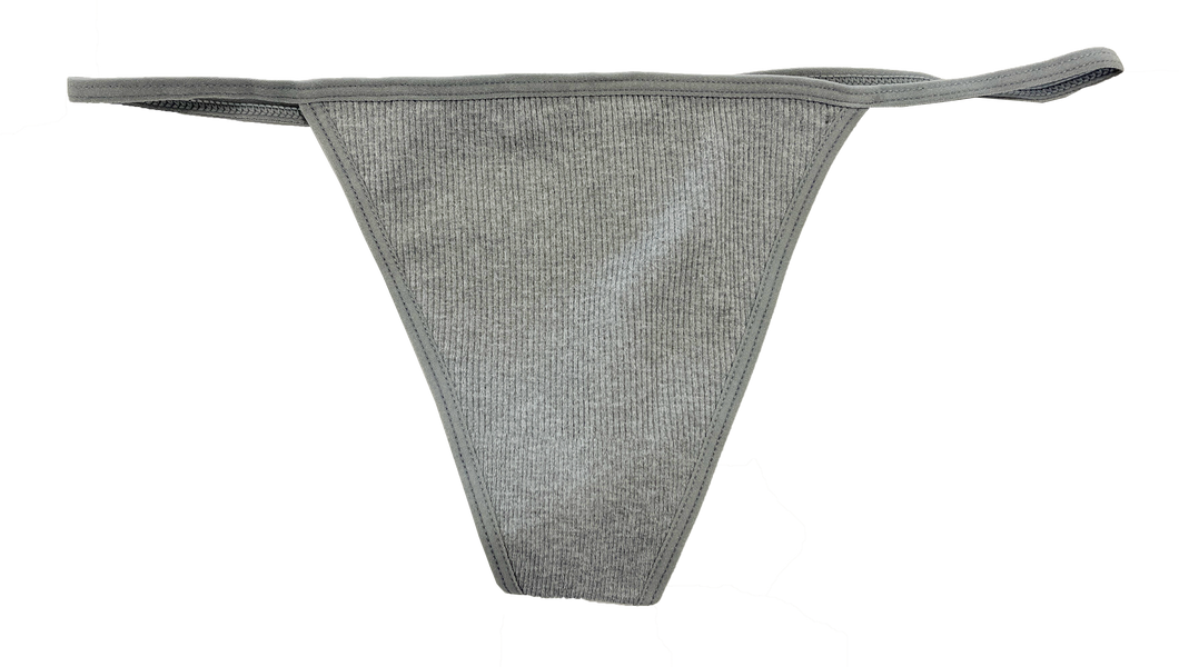 Grey Seamless Rib Strappy Thong
